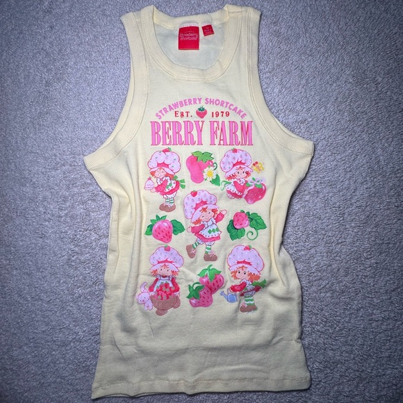 Strawberry Shortcake Tops - Strawberry Shortcake Berry Farm Junior's Yellow Tank Top